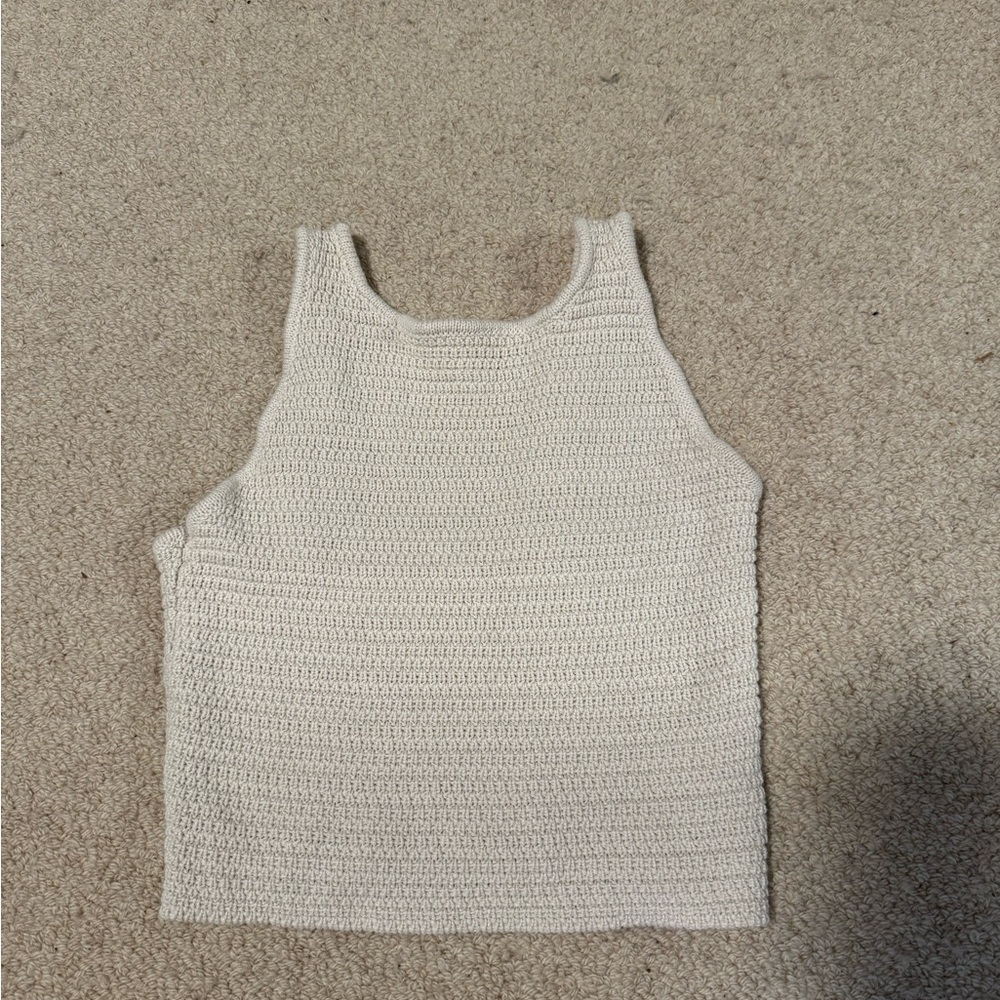 PACSUN La Hearts Cream Ribbed Sleeveless Tank Top